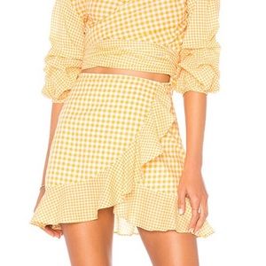 LOVERS & FRIENDS AFFECTION SKIRT YELLOW PLAID WRAP SKIRT • Sz XL